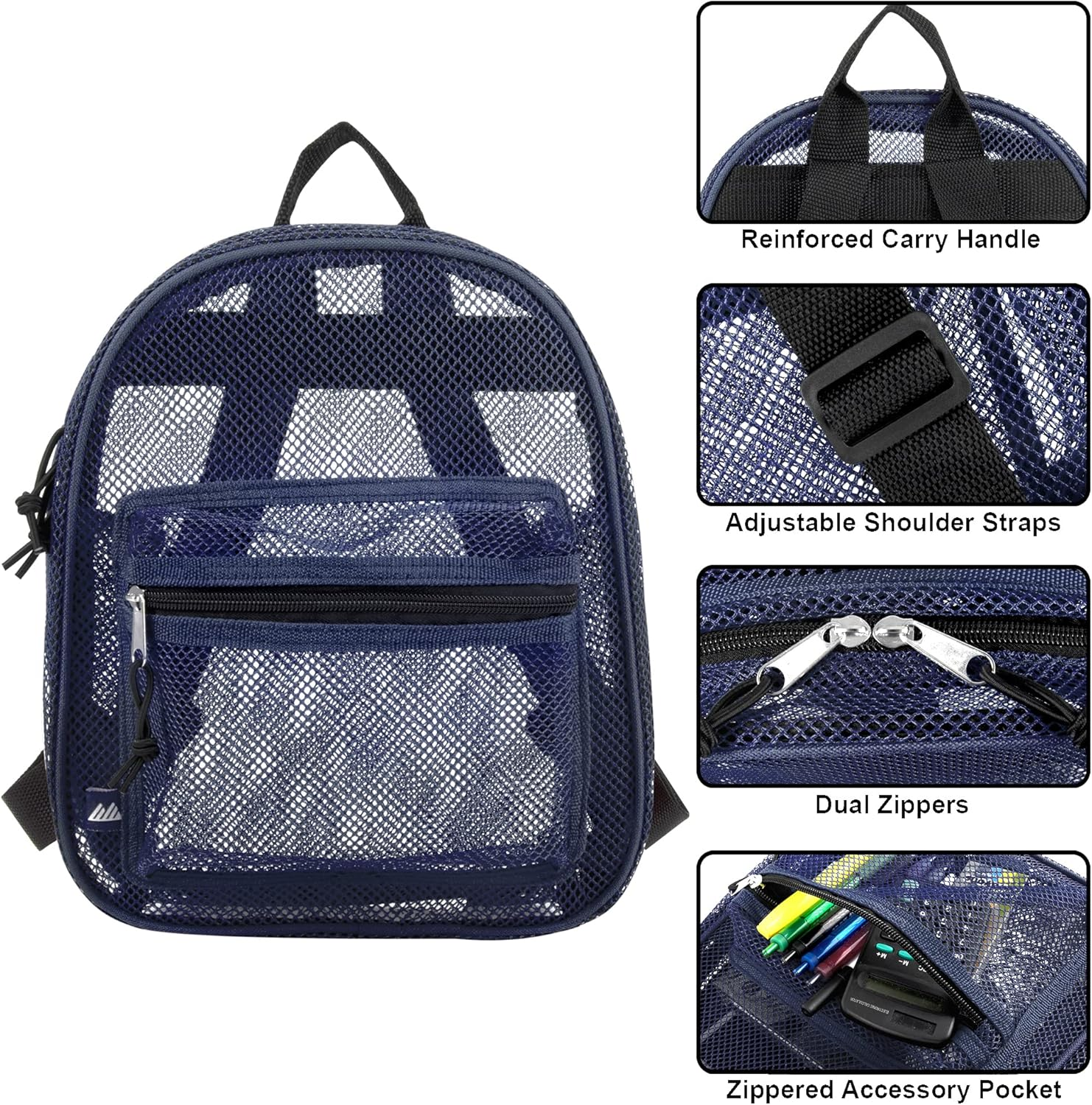 Mini Mesh Backpack for Women, Girls for School, Beach Toys, Pool, Swimming Gear; Mini Transparent Backpacks image number 1