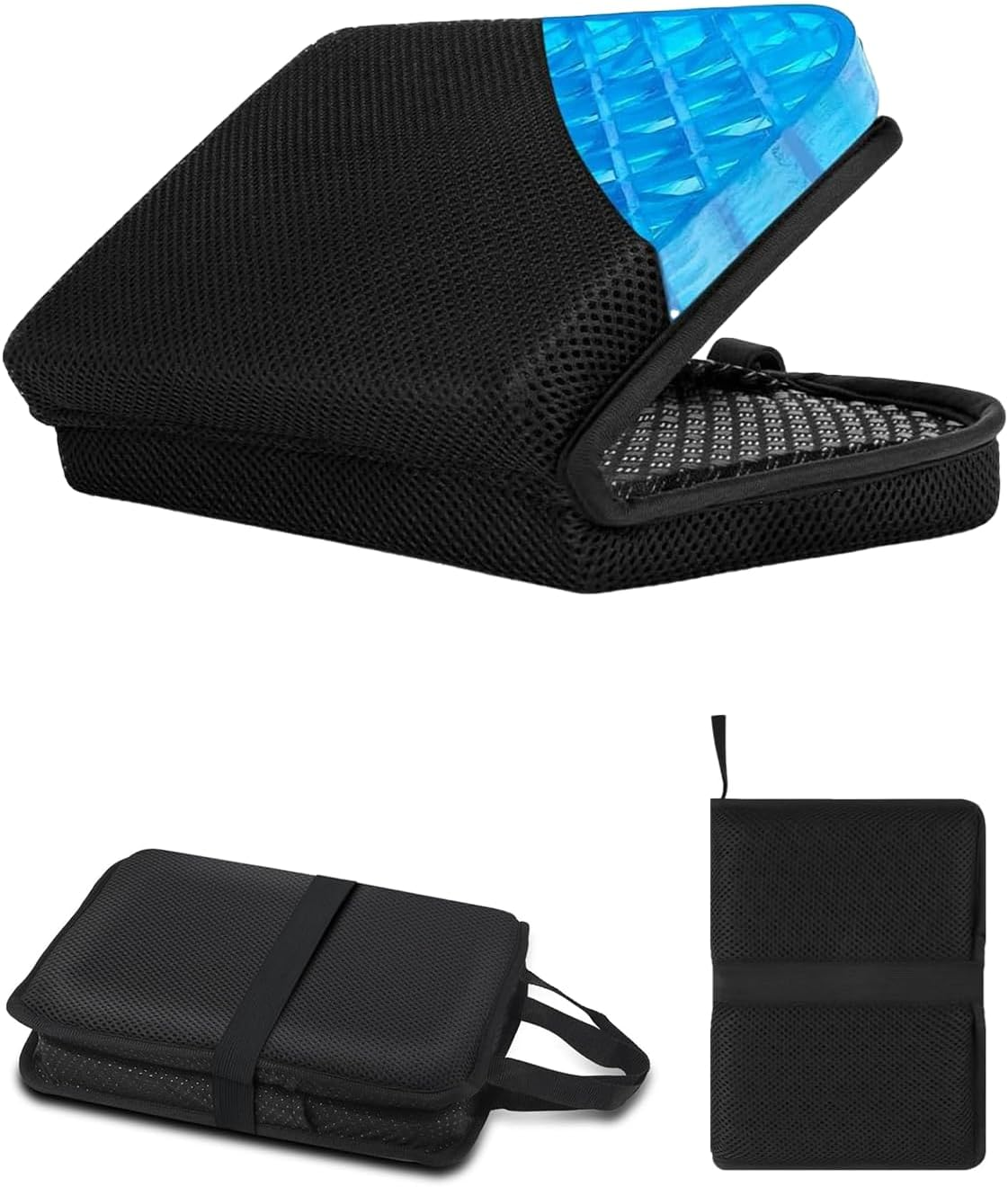 Gel-Infused Travel Seat Cushion - Portable Foldable Ergonomic Pillow for Airplane, Stadium, Camping & Office - Gel Grid Design Cooling Support for Flights, Bleachers, Commute & Outdoor Adventures image number 2