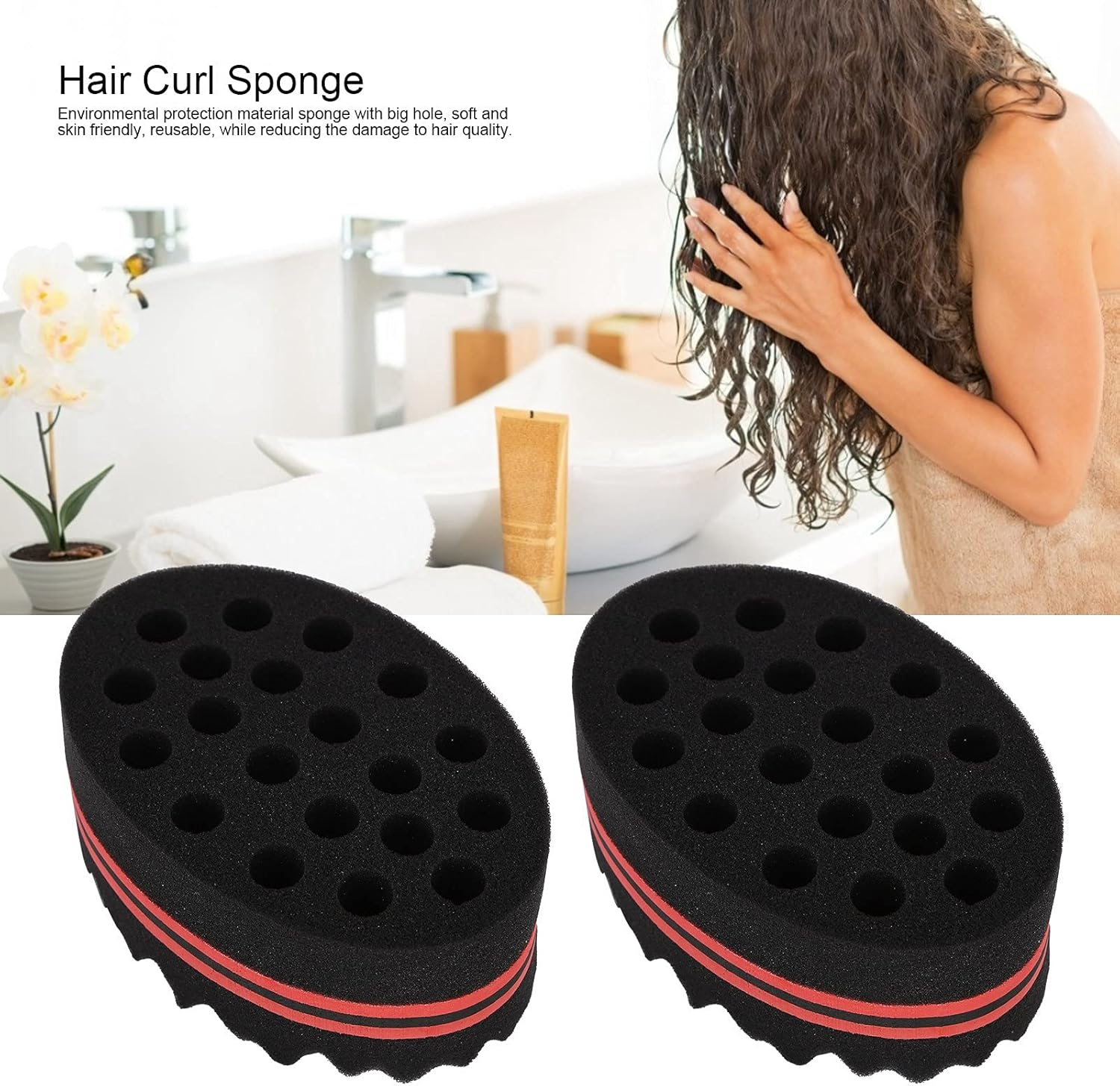 Hair Twisted Sponge, Portable Reusable 22 Hole Hair Sponge Brush for Beauty Salon for Travel for Home image number 1