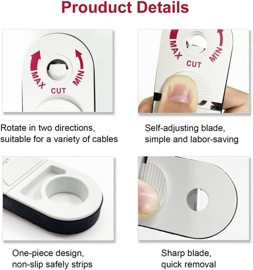 Veumoie Universal Network Wire Stripping Tool for Cat5E, Cat6,Cat7, Cat8 - Coaxial Cable Stripper, Pocket Cable Stripper Tool White image number 6