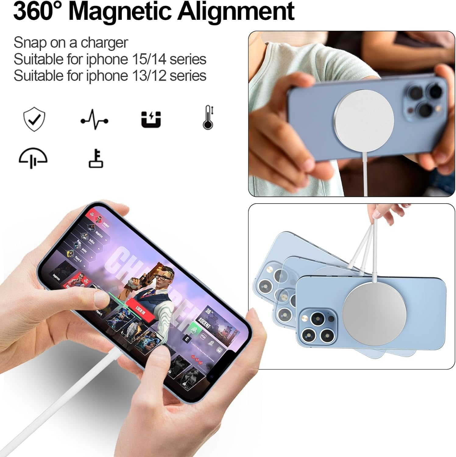 Wireless Charging Pad, HF 15W Fast Wireless Charger Station Compatible Phone 14 13 12 11 Pro Max, S23 Ultra S22 S21 FE S20 S10, 7A 7 Pro 6 5 4 3 XL (White-1 Pack) image number 6