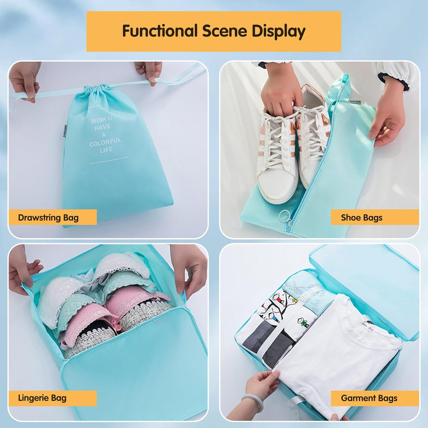 12 Set Packing Cubes: Complete Travel Storage System | Lightweight Luggage Organizers with Shoe, Toiletry & Laundry Bags for Effortless Travel (Black) image number 1