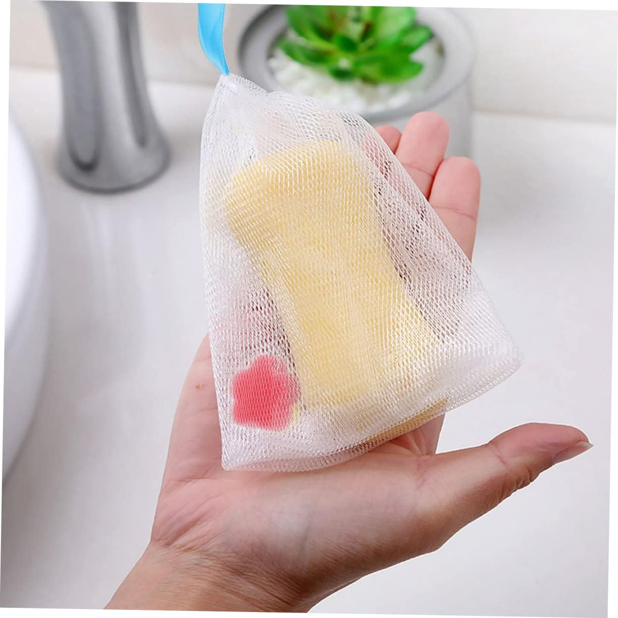 FRCOLOR 8Pcs Facial Foaming Nets for Household Soap Portable Soap Saver Pouches Bubble Making Bags for Cleansing image number 2