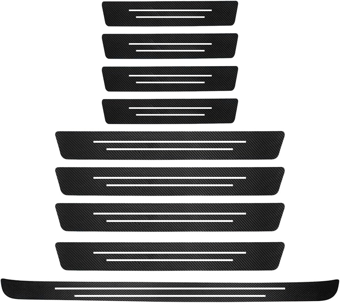 Car Door Sill Protector, Anti-Scratch Carbon Fiber Trunk Door Sill Protection Door Entry Edge Guard, Car Door Threshold Protection Sticker, Universal Vehicle Trim Cover for Car Truck SUV (9Pcs) image number 6