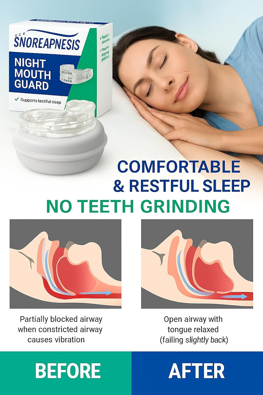 Adjustable Night Mouth Guard & Dental Mouthpiece &ndash; Custom-Fit Oral Device for Teeth Grinding, Jaw Clenching & Sleep Comfort &ndash; Soft Hygienic Guard with Storage Case &ndash; for Adults image number 1