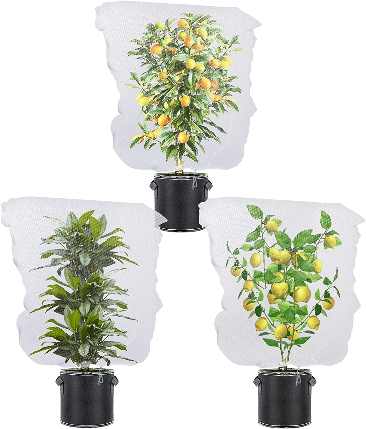 3 Pack Garden Netting Garden Plant Fruits Protection Netting Covers Bags with Drawstring, 3.3Ft X 2.6Ft Garden Plant Netting Barrier Bags, Insect Bird Barrier Netting Mesh for Vegetables image number 6