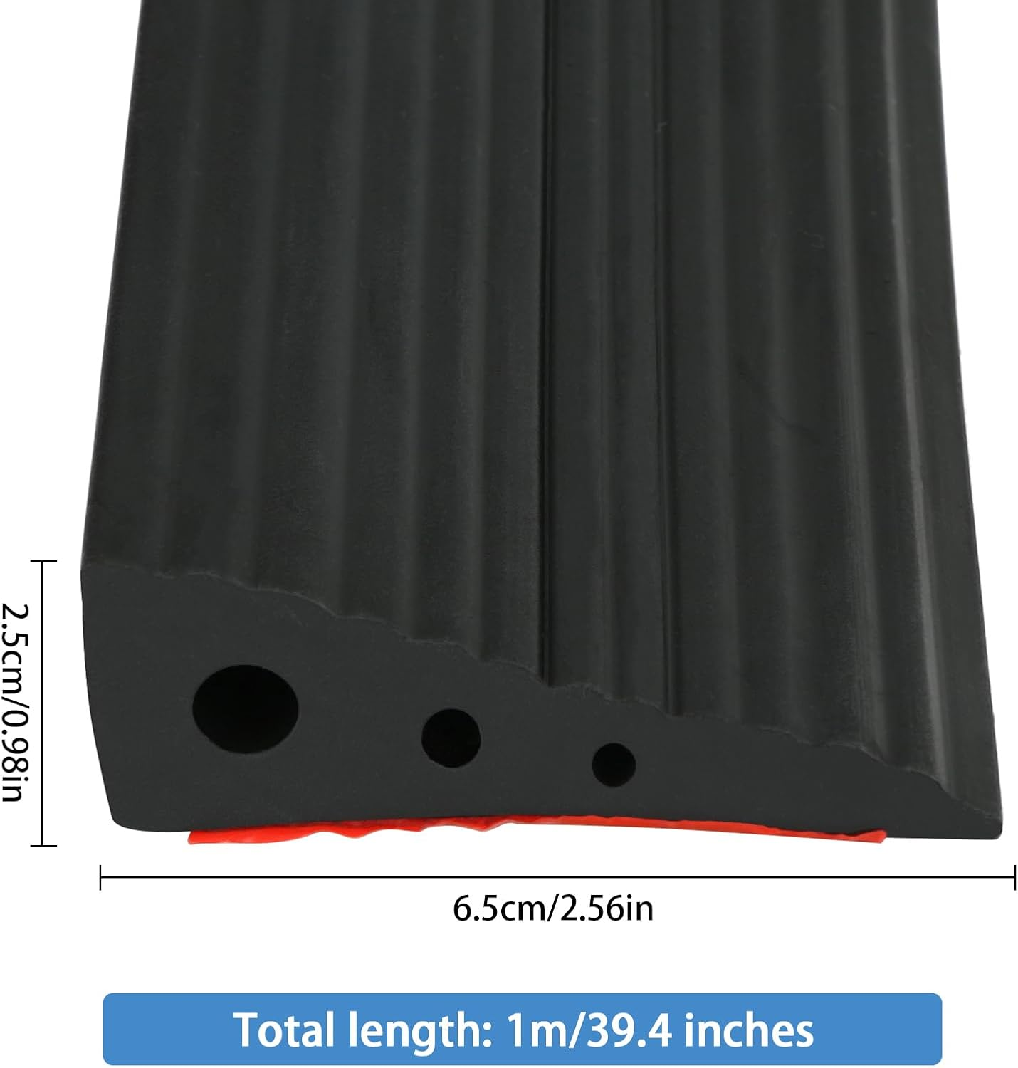 Indoor Threshold Ramp, 2/2.5Cm Height Silicone anti Slip Wheelchair Ramp, Self Adhesive Door Threshold Ramp Strip for Sweeper, Bathroom (65 X 25Mm, Black)