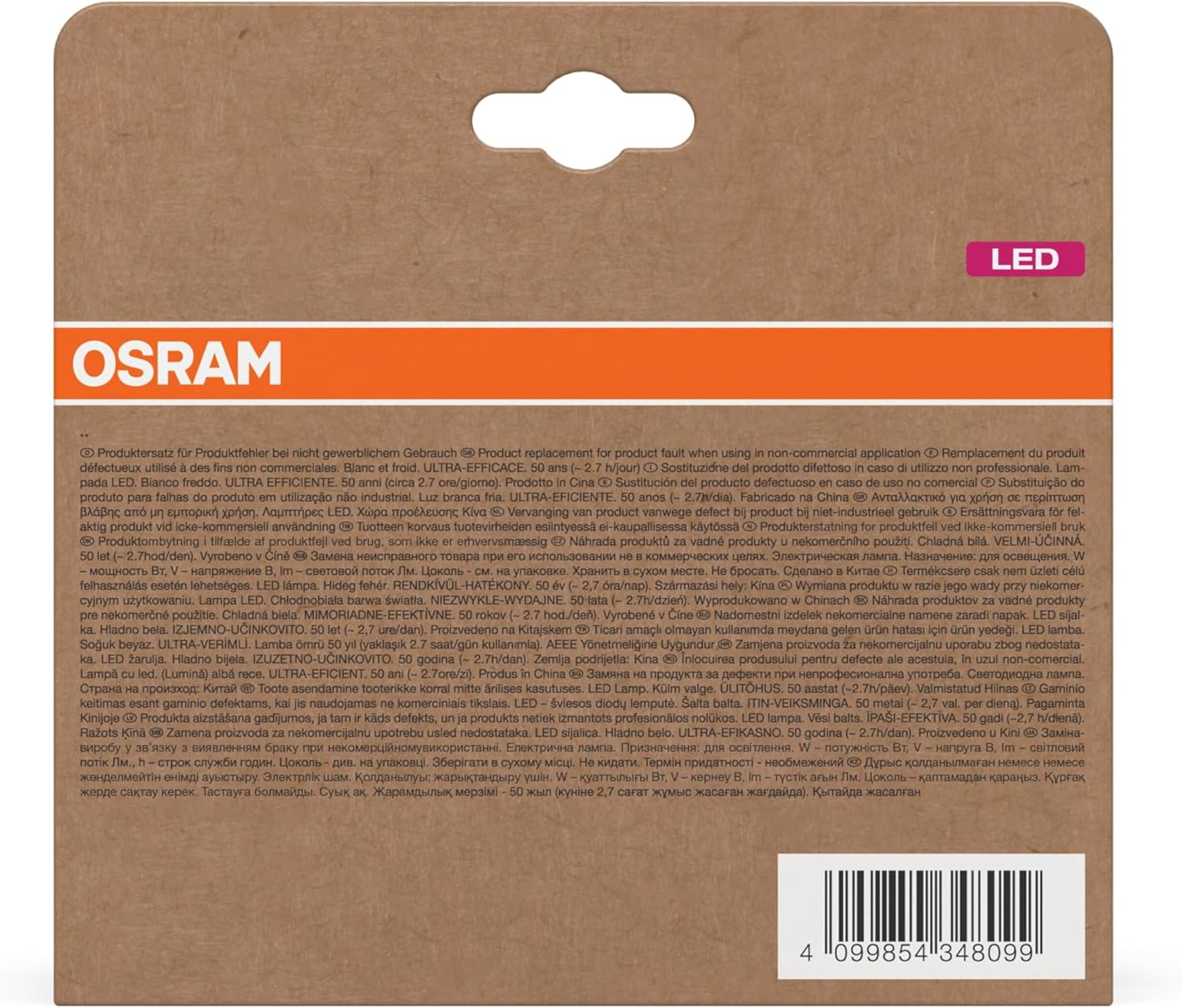 OSRAM Classic LED Lamp A100 Filament 7.2 W 840 4000 K Cool White E27 Matte 1521 Lm 50,000 Hours Energy Efficient image number 1