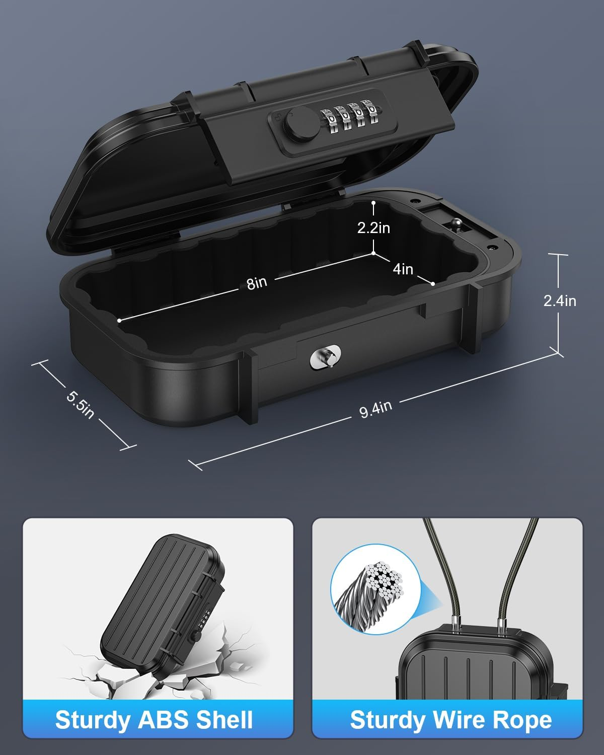 AMIR Portable Lock Box, 4-Digit Combination Lock Box for Travel, Anti-Theft Small Safe Box with Removable Chain, Personal Cash Box for Gym, Hotel, Dorm, Travel image number 4