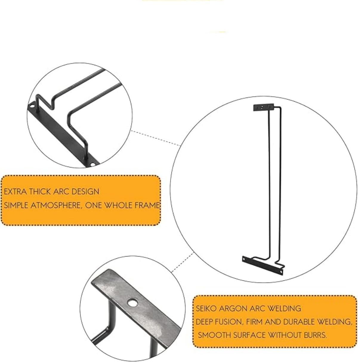 Yaoyaoling15-Inch Black Wine Glass Rack, under Cabinet Wine Glass Holder Stainless Steel Stemware Rack - Hanging Stemware Holder for Cabinet Kitchen Bar, Set of 2