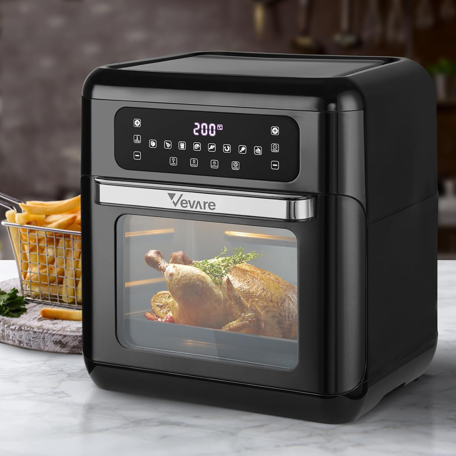 Vevare 12L Air Fryer Oven with LCD Touch Control 1500W Oil Free Air Fryer Cooker for Kitchen image number 3