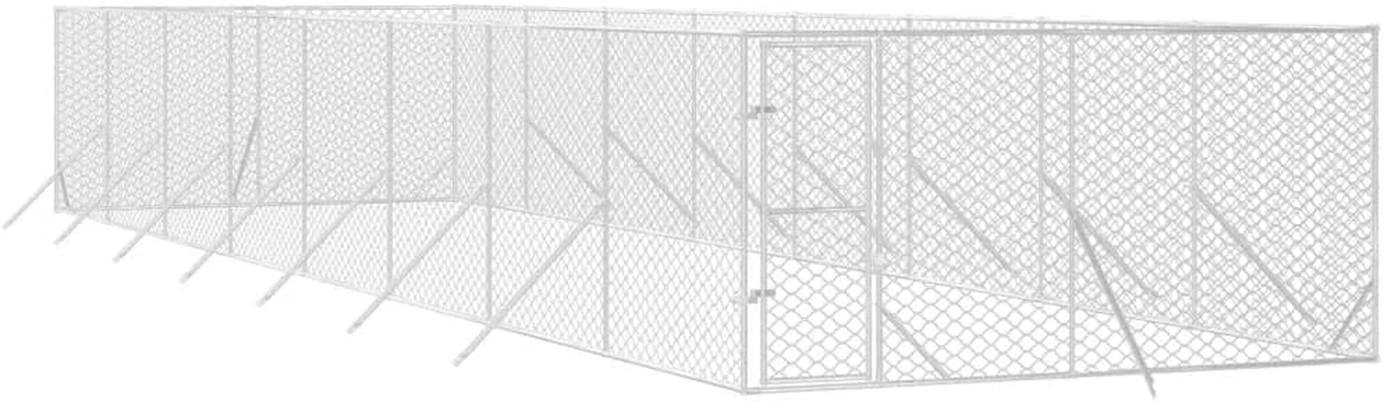 Outdoor Dog Kennel Silver 4X16X2 M Galvanised Steel Pet Shelter Large Yard image number 5