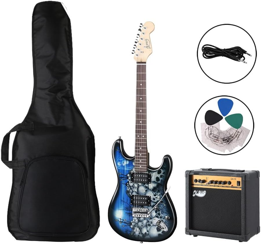 Alpha Electric Guitar Music String Instrument 20W Amplifier Rock Bag Pick