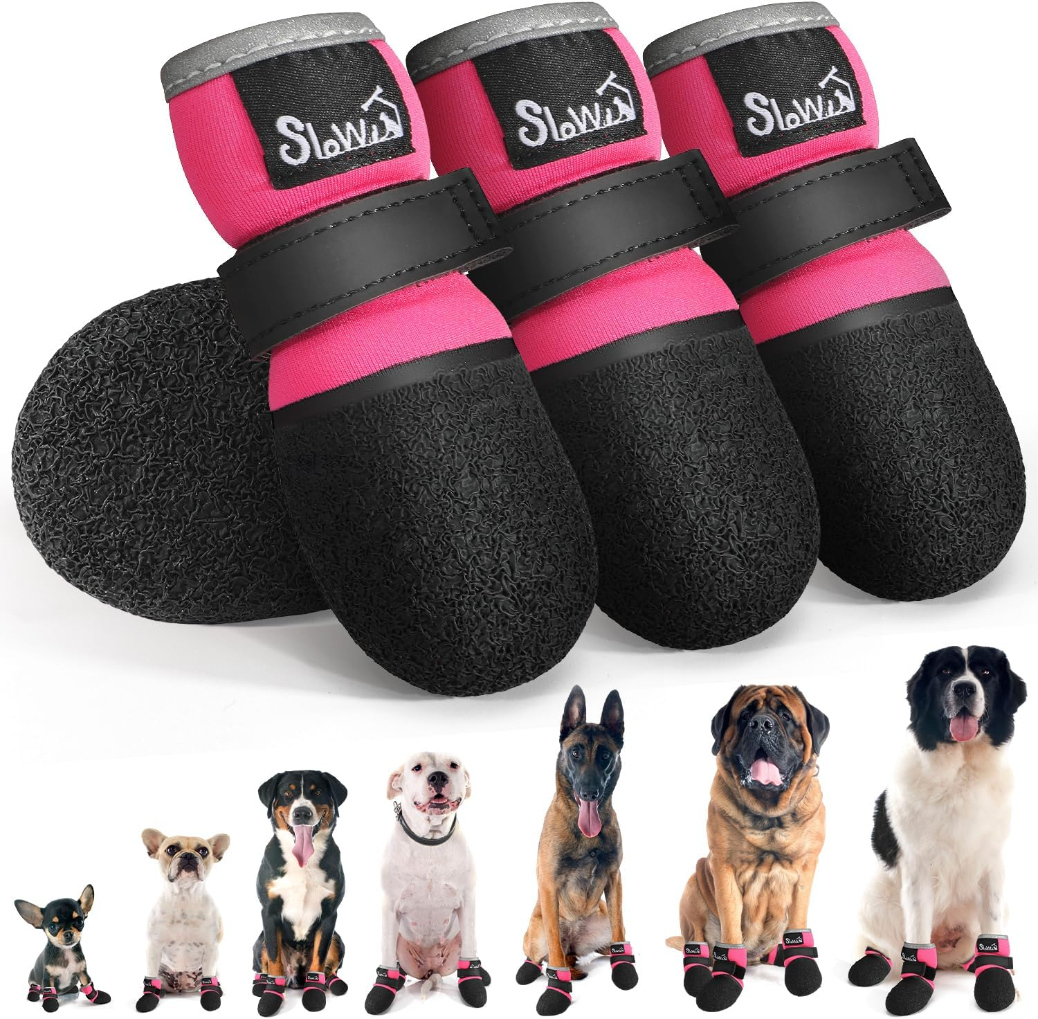 Slowton Dog Shoes - Breathable Dog Sock Shoes for Hardwood Floor Dog Boots with Reflective Stripes for Small to Large Dogs, Outdoor Summer Hot Pavement Waterproof Non-Slip image number 6