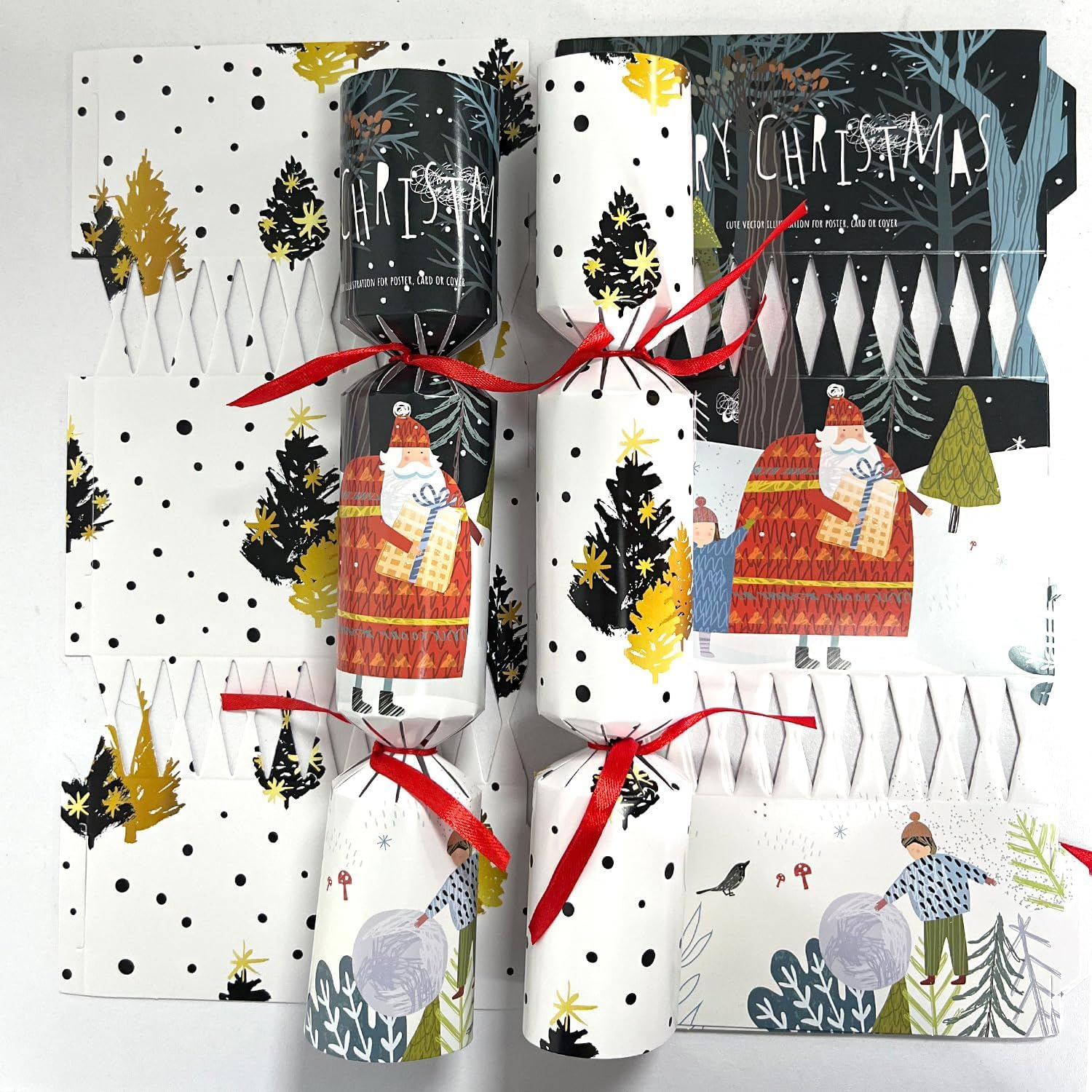 Volsha 10 Luxury Chritmas Crackers, 10 Hats 20 Strings Christmas Party Game Deer DIY Cracker Festive Seasonal (Brown) (Brown)