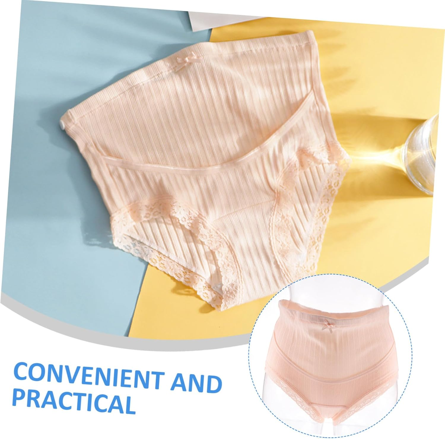 3Pcs Cotton Maternity High Waist Panties for Pregnant Women Adjustable Band and Soft Fabric for Daily Comfort and Postpartum Recovery image number 3