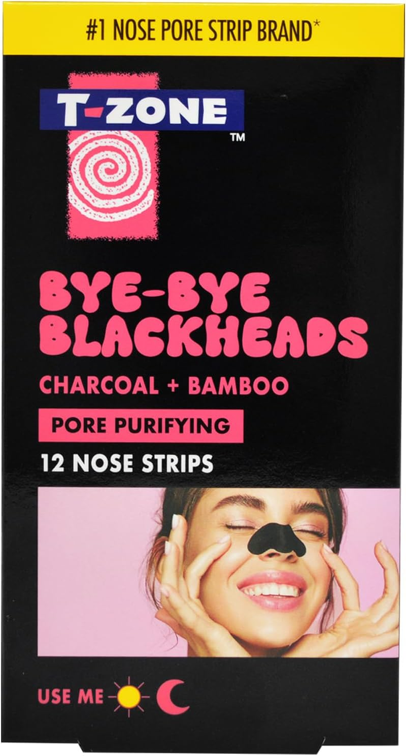T-Zone Charcoal & Bamboo Nose Strips for Unclogging Pores & Removing Impurities X 12 Nose Strips