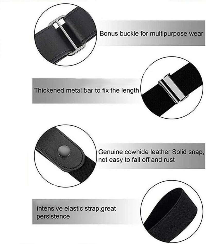 AIMALL Buckle-Free Elastic Belt - Adjustable No-Bulge Invisible Stretch Belt for Women, Men, Teens, and Pregnant, Comfortable for Jeans and Pants (20-47 Inches)