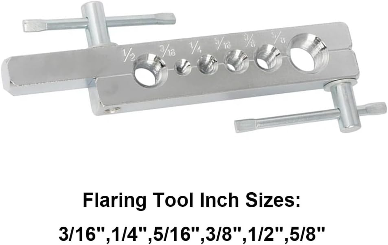 Maizoon Flaring Tool Set Cone and 6-Hole Bar for Tubing Pipe 6 Dies of 3/16-5/8 Inch Kit with Copper Brass Aluminum Mild Steel for Water Gas Refrigeration Brake Line Applications image number 4