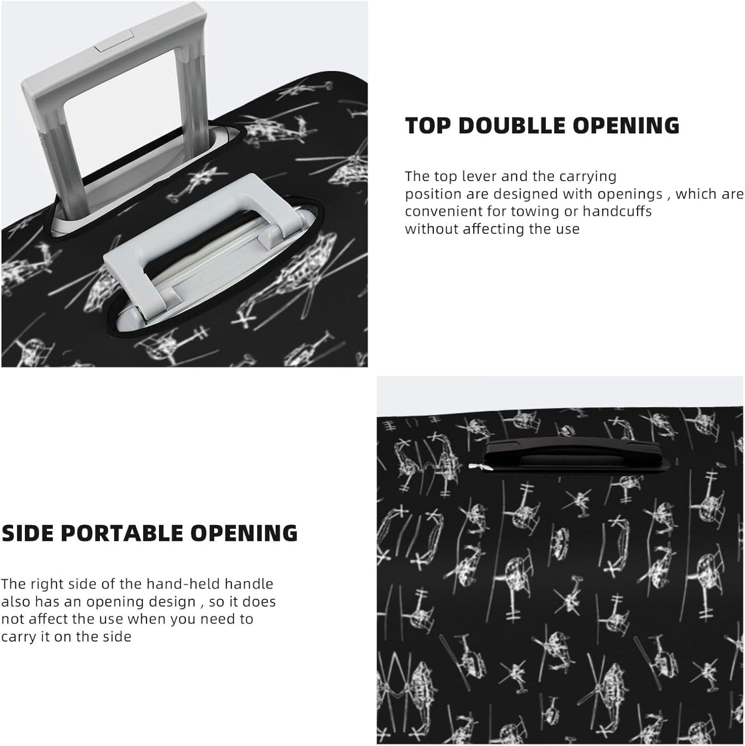 Obabo Grape Travel Luggage Cover,Washable Suitcase Cover Protector Anti-Scratch Suitcase Cover Fits 18-32 In, Helicopter, M image number 4