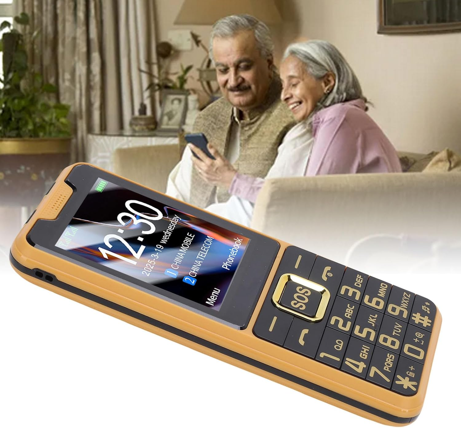 Generic 4G Cell Phone for Seniors, 2.6In HD Screen Dual SIM Mobile Phone for Elderly, Old Phone with 2500Mah Battery, Large Buttons, 0.13MP Camera, LED Flashlight & FM Radio (Gold) image number 1