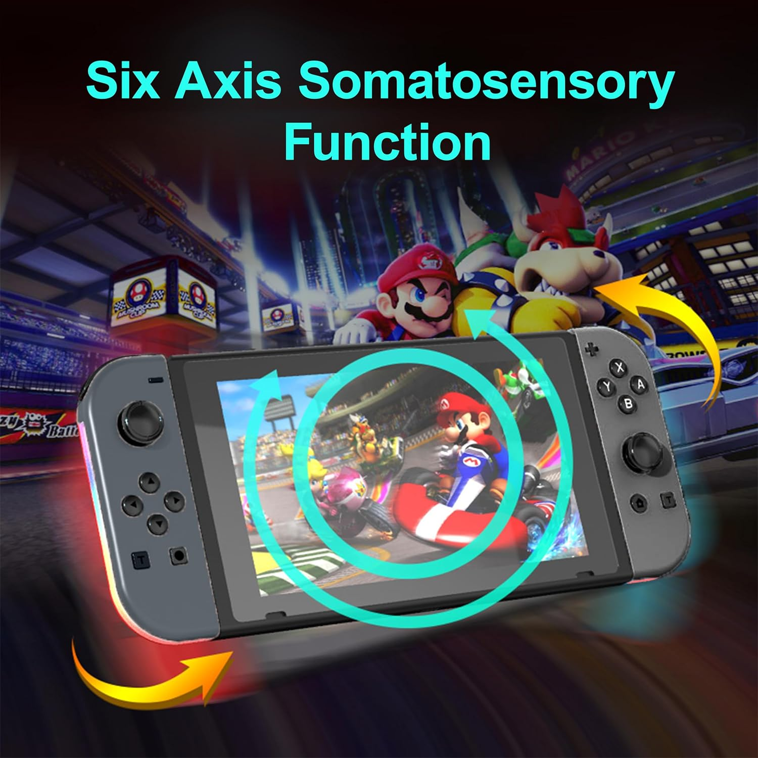 Costec Grey RGB LED Joy Con Controller for Nintendo Switch Replacement for Nintendo Switch Controller, Compatible with Switch, Wireless Left and Right Joy Con for Switch Nintendo Support Dual Vibration/Wake-Up/Screenshot, Joy Con Controller for Switch OLED Lite [Grey with RGB LED] image number 3