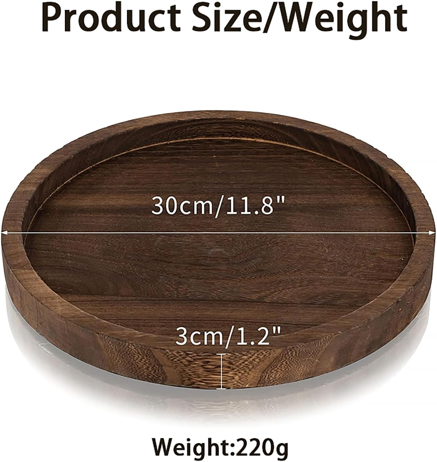 Aofly 11.8" round Wooden Tray Decoration, Candle Tray & Key Tray & Perfume Tray & Trinket Tray, Home Decor & Bathroom Decor & Kitchen Decor, Portable Home Decorative Accessories(Brown)