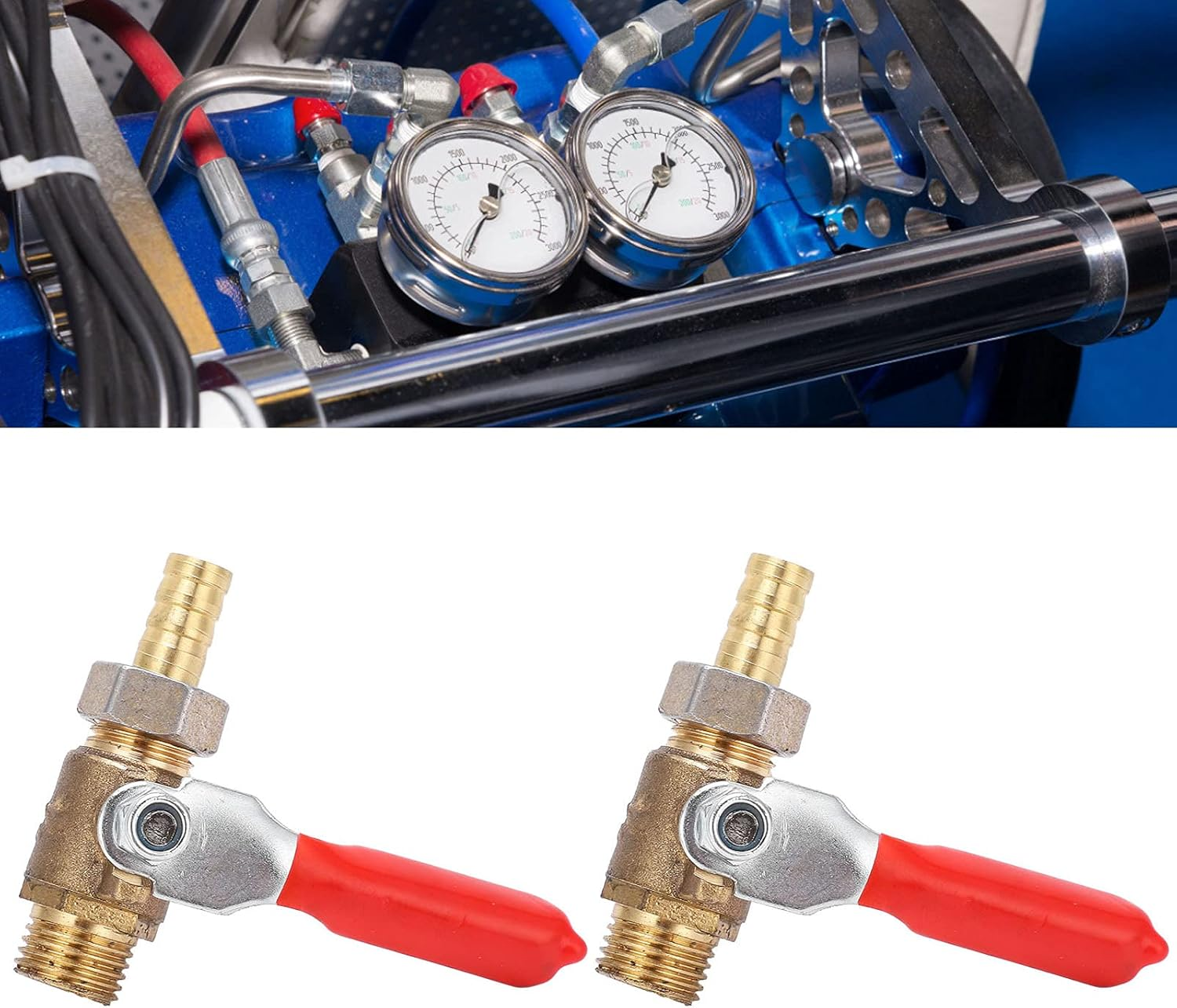 2 Pcs Shut off Valve, 1/4In Thread Connection Ball Valve, Brass with Air Nozzle for Air Compressor Accessories image number 4