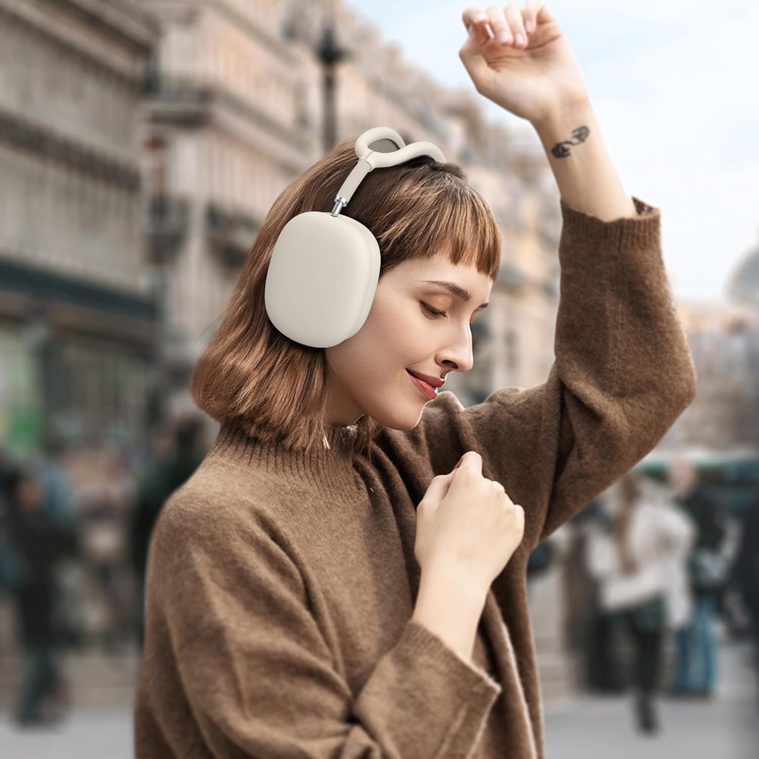 Silicone Cover for Airpods Max Headphones 2024, Soft Silicone & Anti-Scratch Protective Ear Cups Case/Ear Pad Cases/Headband Cover for Apple Airpods Max (Starlight) image number 2