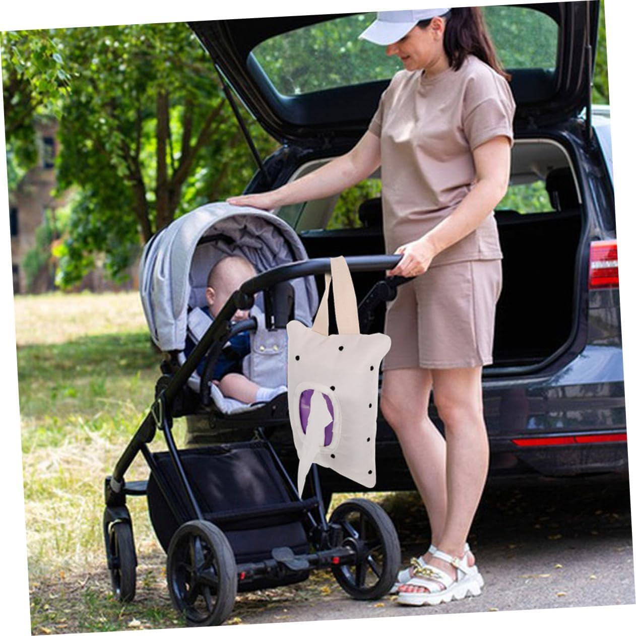 2Pcs Wipes Container Car Armrest Tissue Holder Flat Tissue Holder Towel Dispenser Wipes Dispenser image number 2