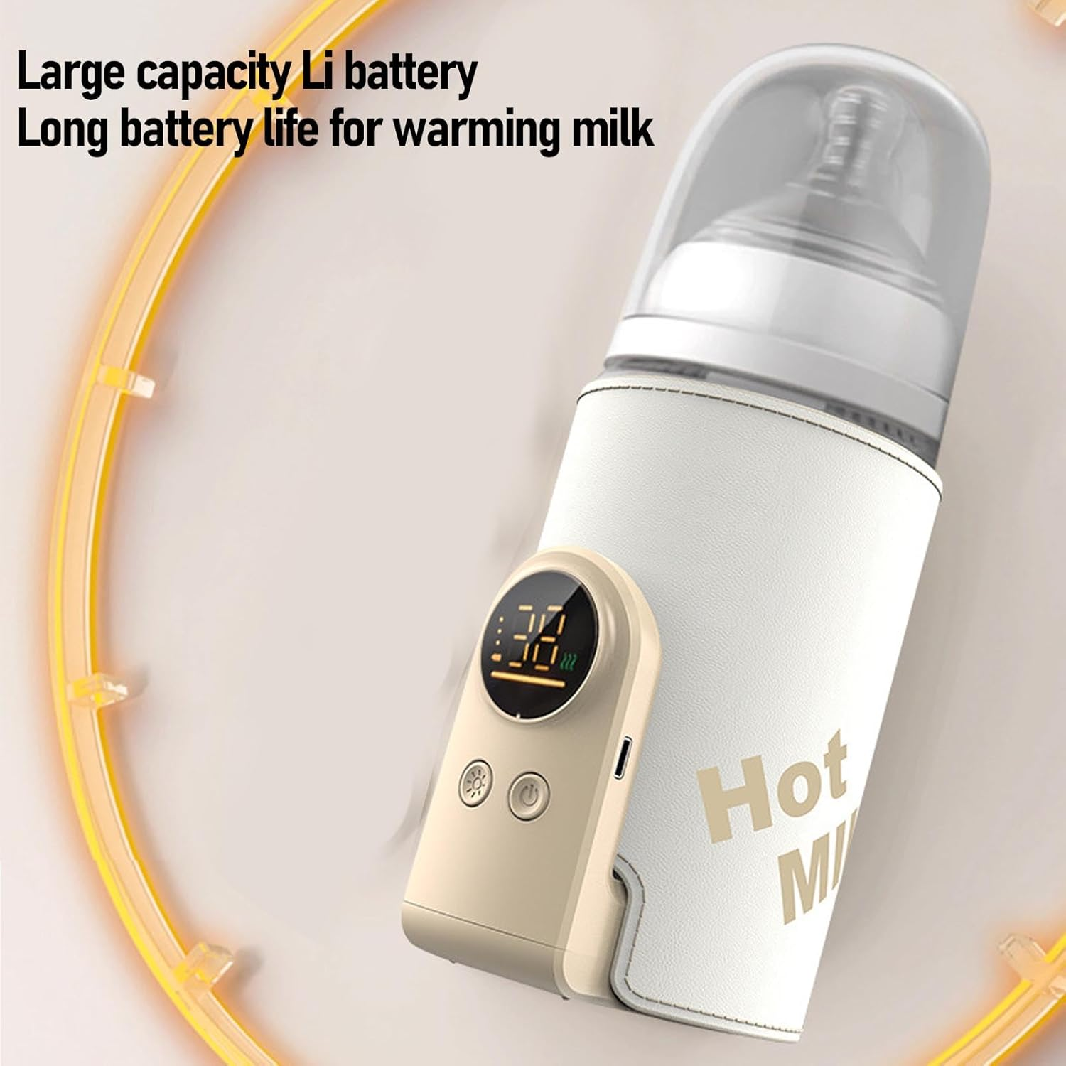 Portable Milk Warmer for Travel, Cordless Milk Bottle Warmer Fast Heating, Universal Baby Bottle Heat Keeper Type C for Breastmilk Formula or Water (10000Mah) - 6000Mah image number 5
