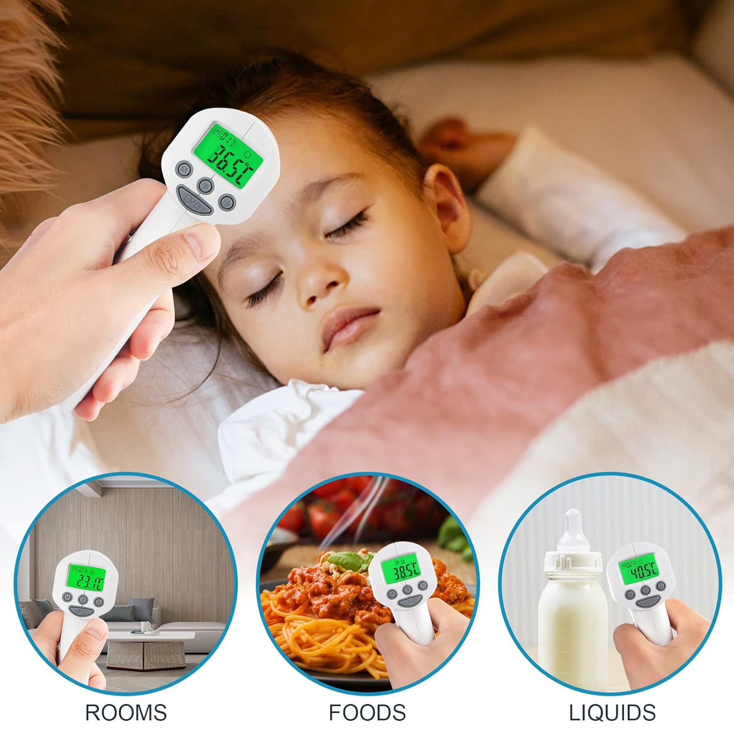 Non-Contact Infrared Thermometer with Digital LCD Display, Professional Precision Digital Thermometer for Baby Kids and Adults image number 2