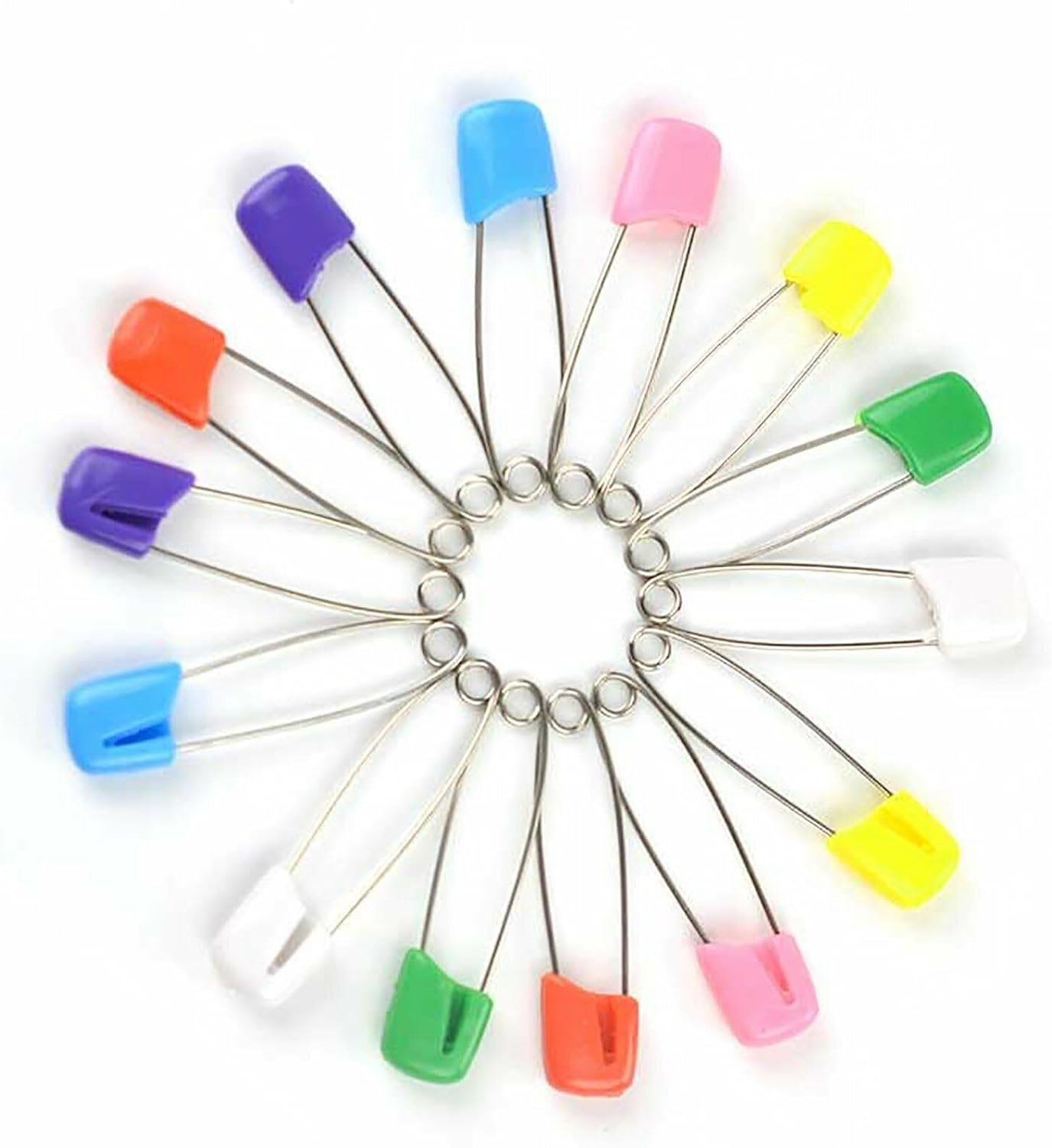 50PCS Large Assorted Colored Safety Pins with Plastic Head - Stainless Steel for Clothes, Dresses, Socks, and Gloves image number 4