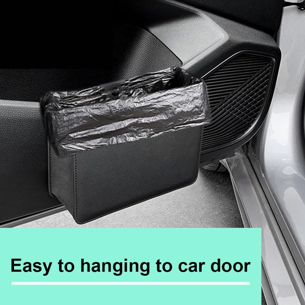 Car Hanging Trash Can for Car Door, Foldable Car Trash Can with 2 Roll Garbage Bags