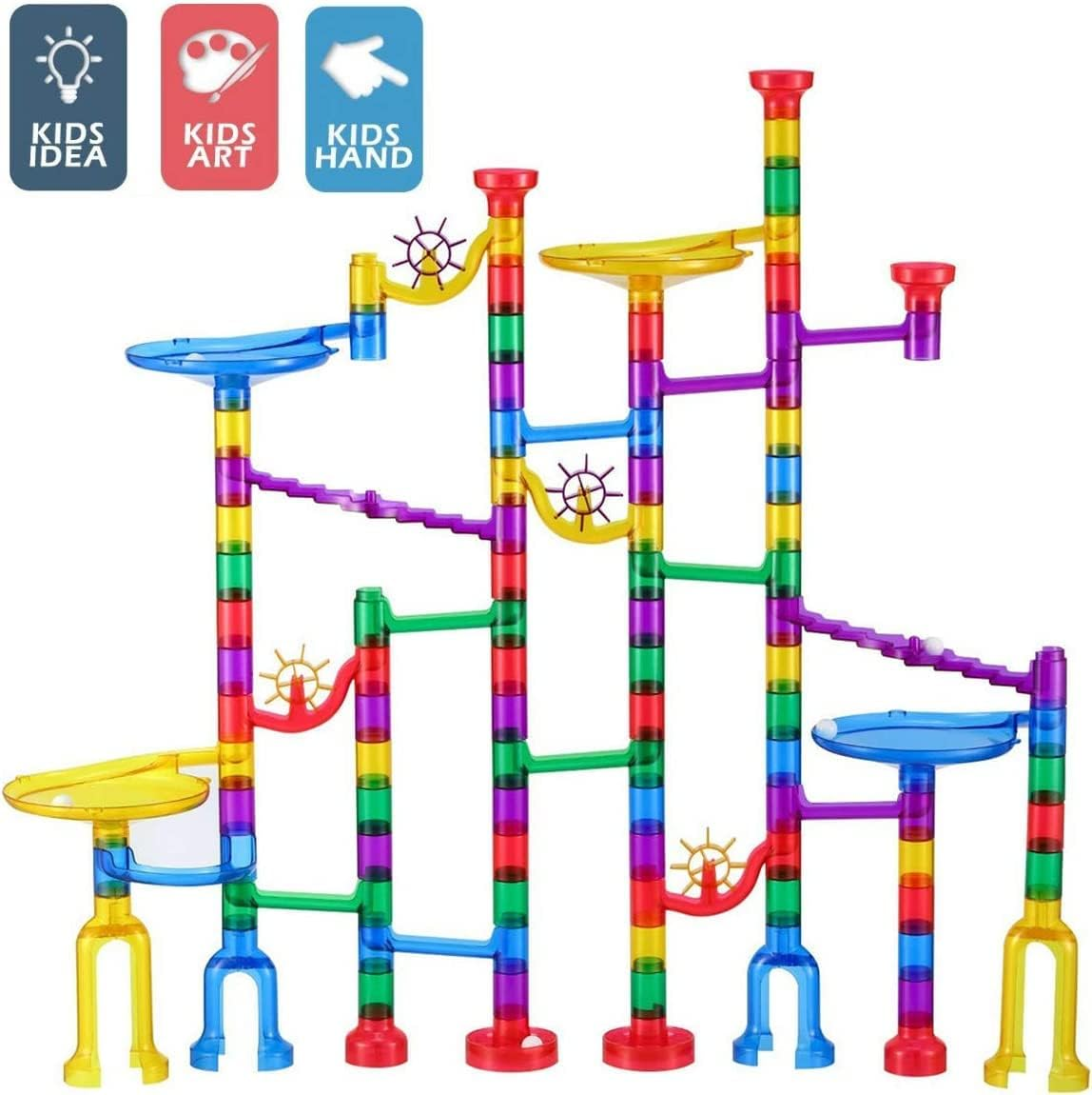 Marble Run Game 122 Parts+ 30 Marbles Construction Building Blocks for Kids 4+ image number 4