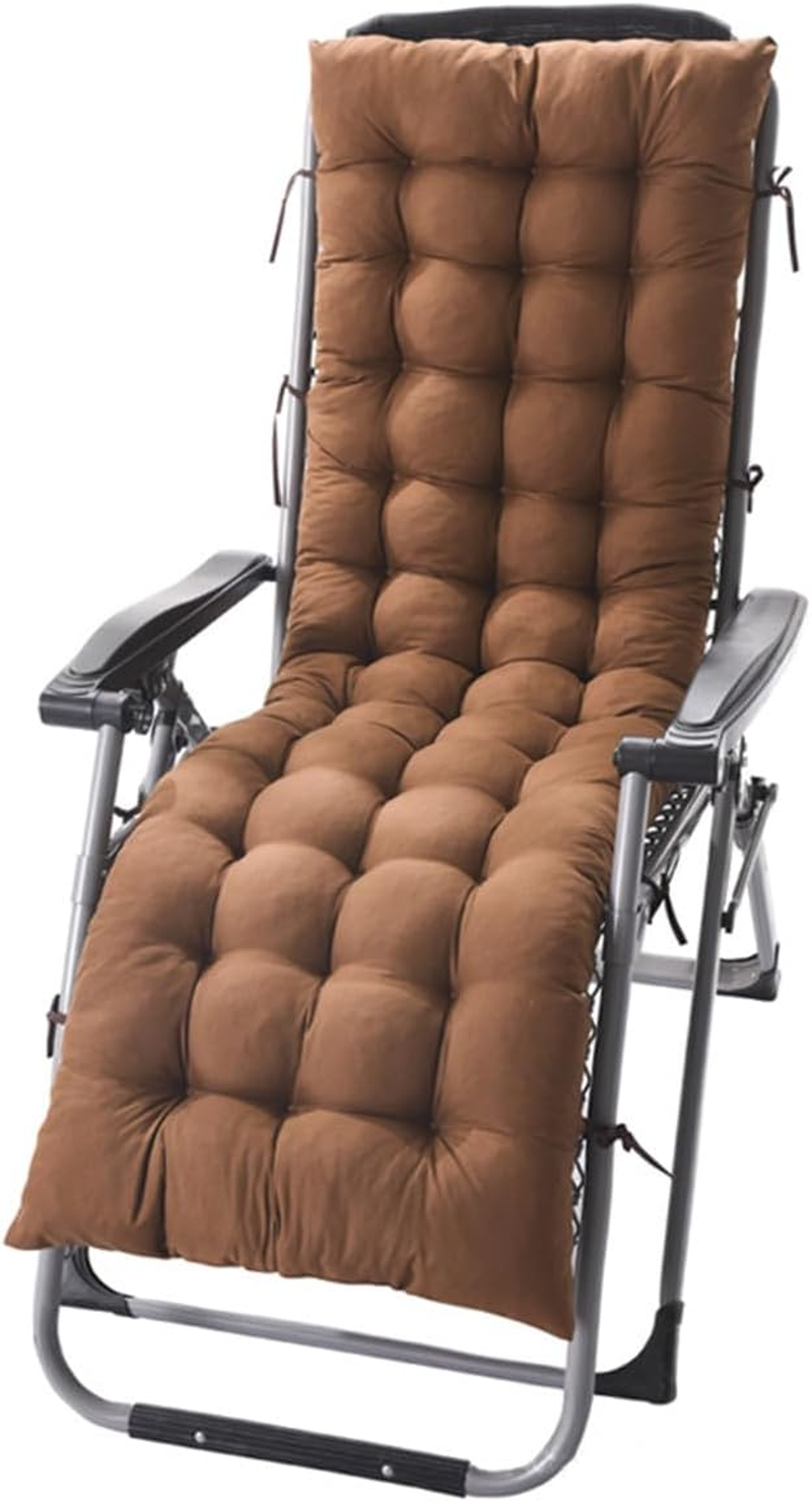 Sun Lounger Chair Cushions, Sundlight Patio Cushions Chaise Indoor/Outdoor Mattress Recliner Quilted Thick Padded Seat Cushion Reclining Chair Rocking with Ties (155X48X8Cm, Light Brown) image number 3