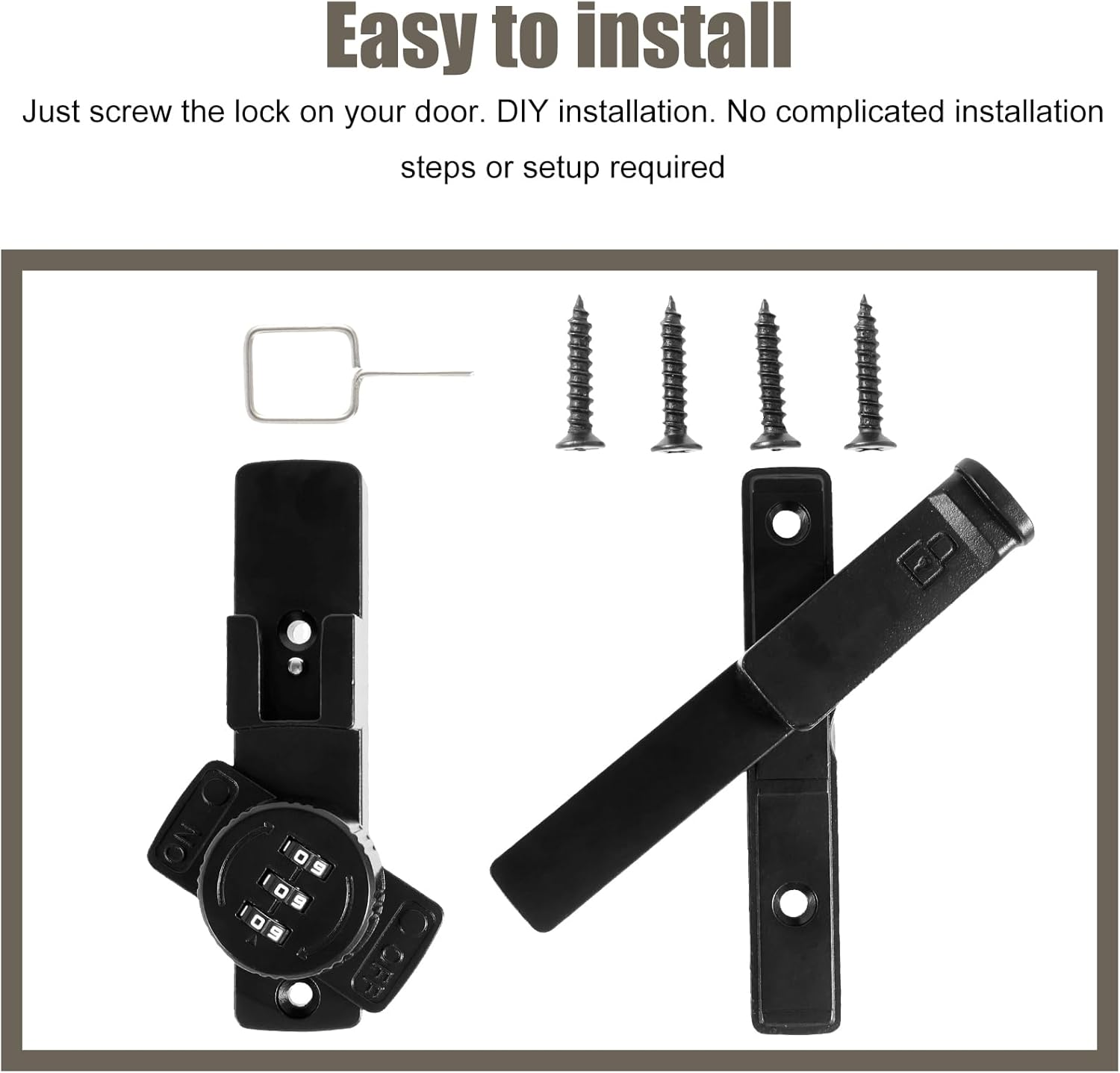 Door Slide Latch, Adjustable Door Latch Combination, 90/180 Degree Lock Zinc Alloy Security Latch with 3-Digit Code for Gates Barns (B) - A image number 4