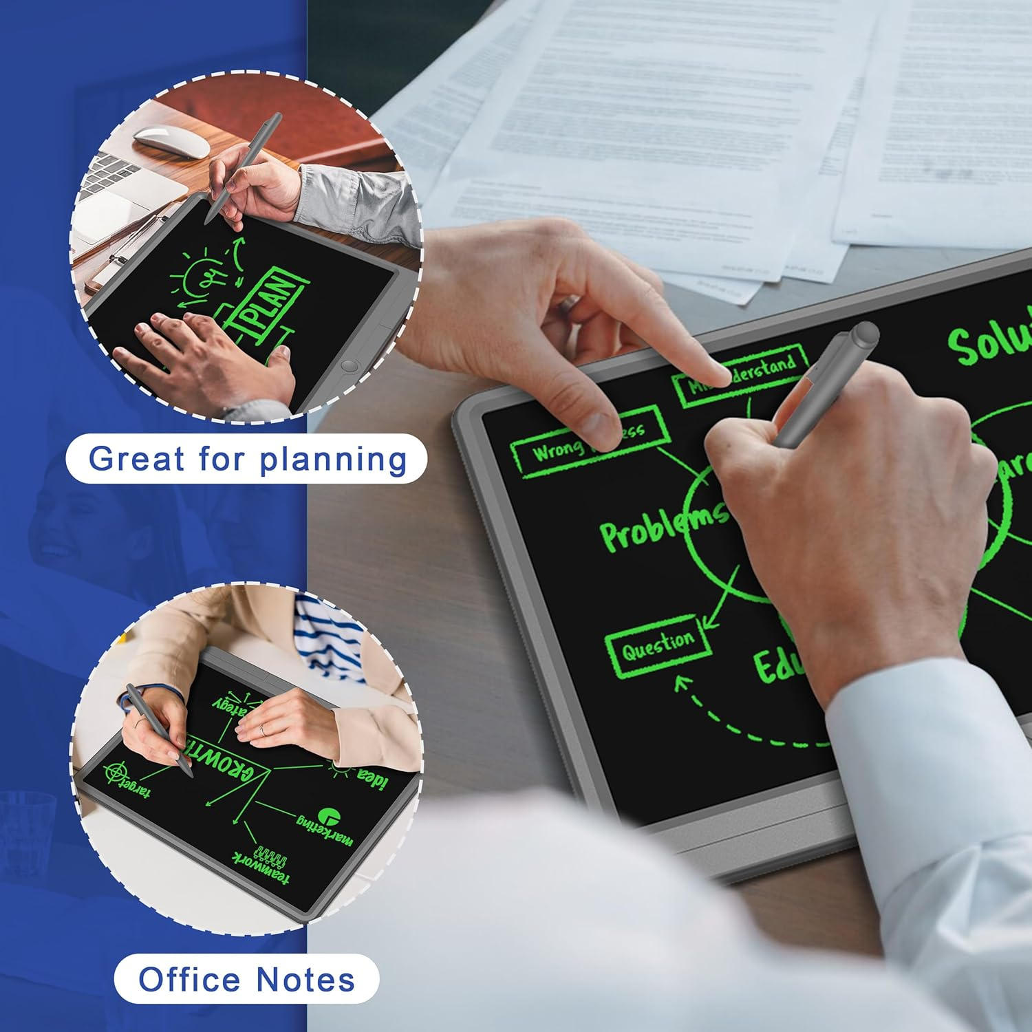 Wicue LCD Writing Tablet for Kids Drawing Board, Colorful Drawing Pads 15In Electronic Drawing Tablet, Educational Toys for 3 4 5 6 7 8 Years Old Kids Toddler (Gray) image number 2