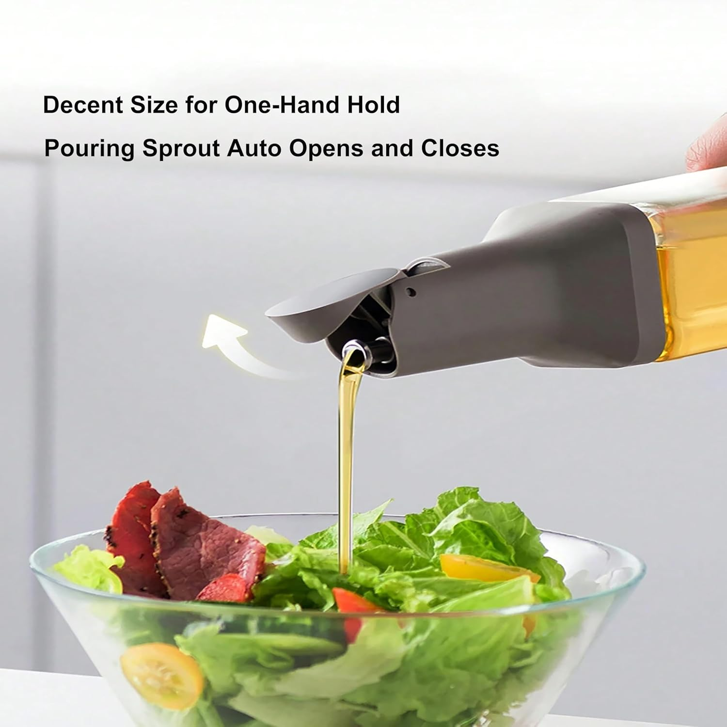 Oil Dispenser Bottle - 500Ml Auto-Flip Olive Oil Dispenser with Precision Spout for Easy Pouring, Leakproof Design for Cooking Oils, Vinegar, and Soy Sauce - Easy to Clean & Multi-Use (Yellow) - Dark Grey image number 4
