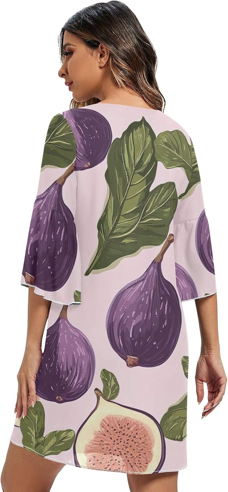 Figs Leaves Pink Summer Dress 3/4 Sleeve Maternity Dress Party S-XXL