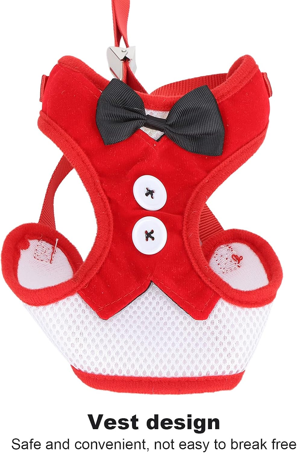 Cat Vest with Leash - Escape Proof Safe Adjustable Kitten Vest Harnesses, Soft and Breathable Mesh Jacket for Cats Walking and Traveling, Simple and Stylish Design (Red) image number 5