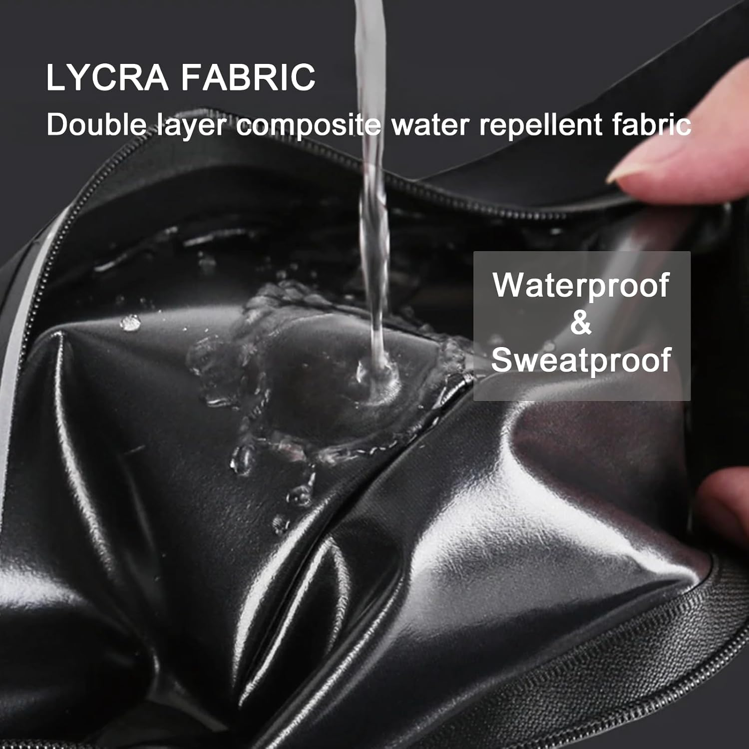 Slim Running Belt,Waist Pack,3-Pocket Waterproof Adjustable Fanny Pack with Hidden Water Bottle Pocket,Phone Holder for Running, Jogging, Hiking, Cycling(Black) image number 4