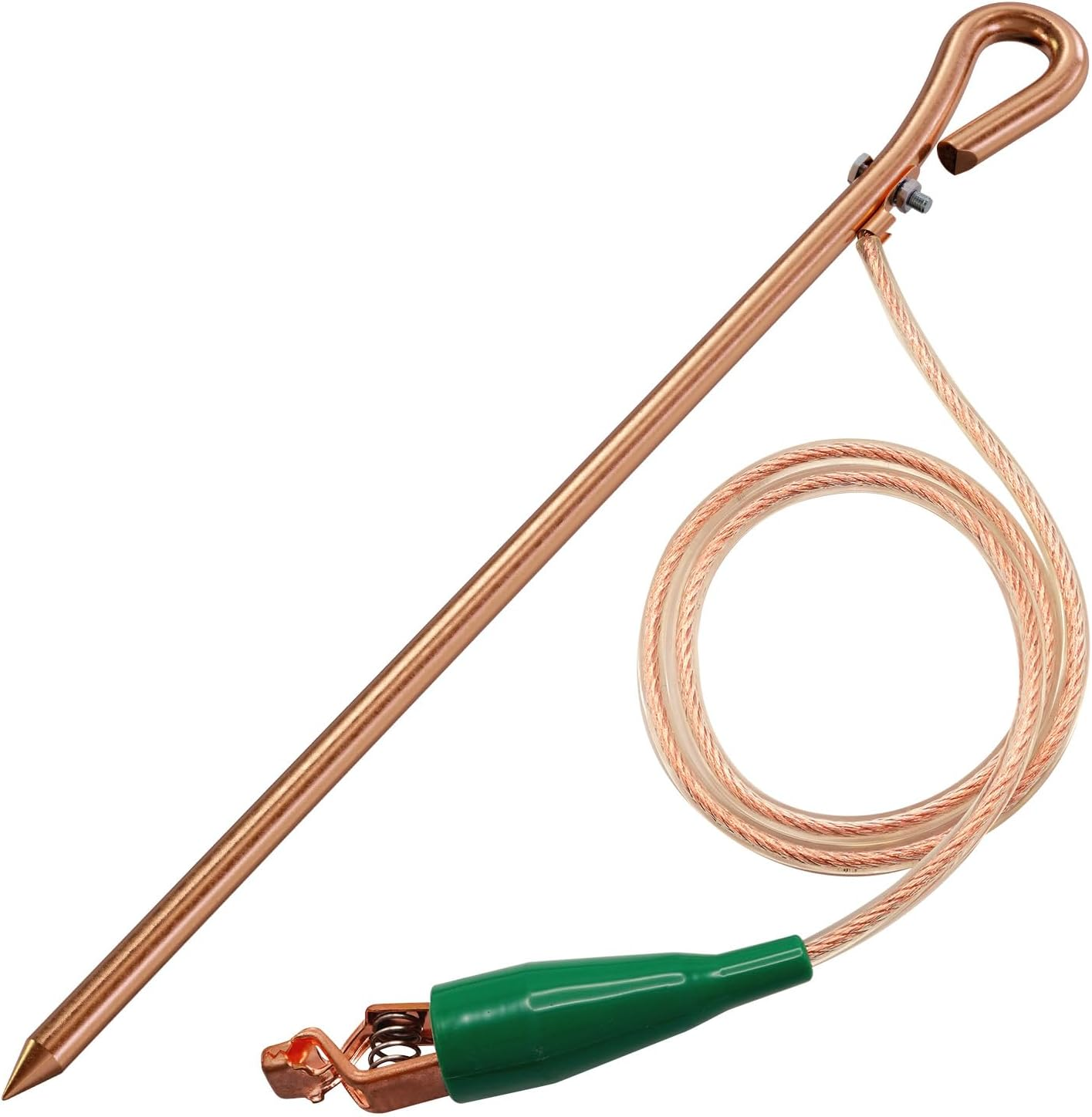 Portable Grounding Rod with 4Ft Long Flexible Bonding Wire with Copper Clip image number 1