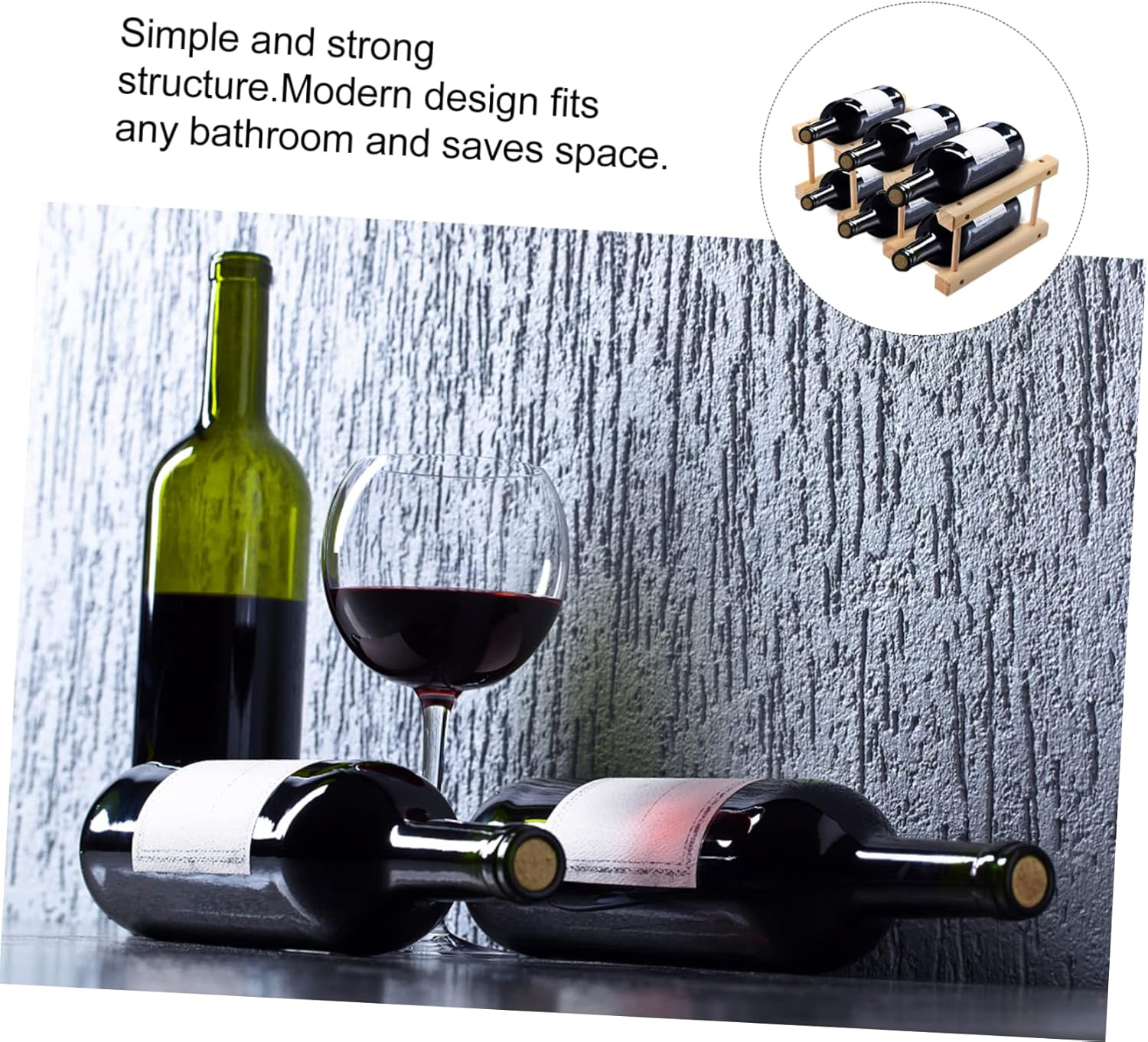 KICHOUSE Solid Wood Wine Bottle Rack Home DIY Wine Storage Rack Wooden Holders for Kitchen Shelf Bottle Display for Kitchen Storage Organisation Pantry image number 5