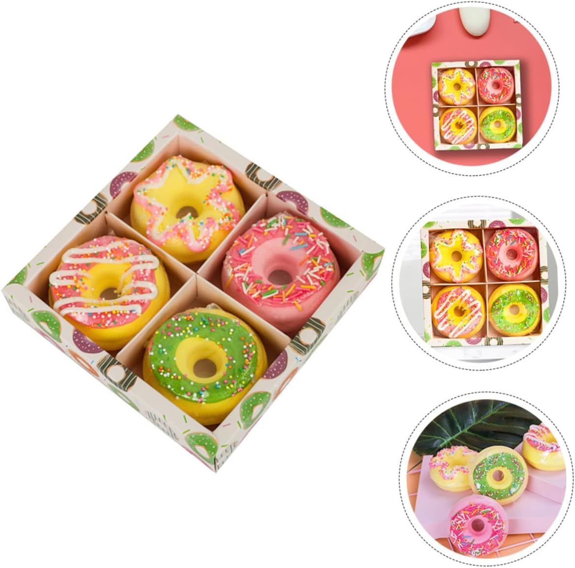 HONITANO 4Pcs Sea Salt Bath Balls Doughnut Shape for Spa Relaxation Skin Whitening Exfoliating Random Style image number 4