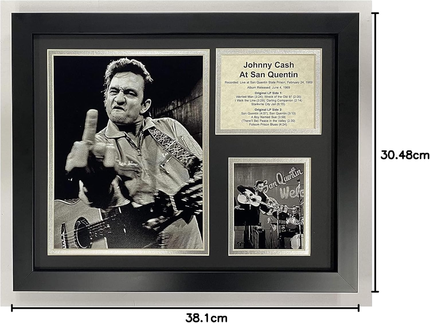 Legends Never Die Johnny Cash at San Quentin Collectible | Framed Photo Collage Wall Art Decor - 12"X15" | image number 2