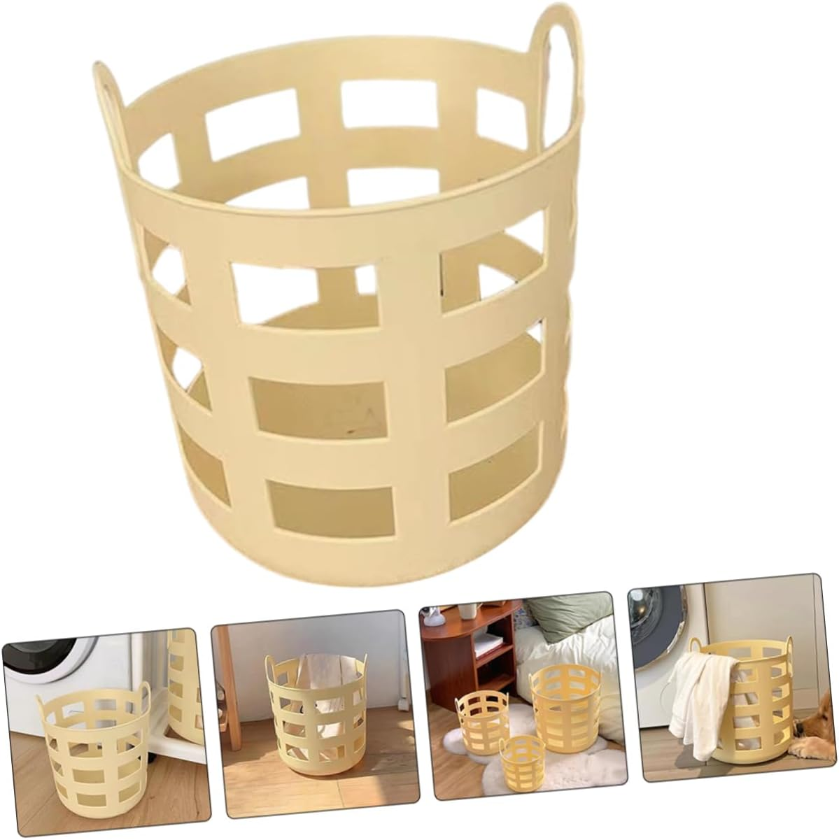 BESTOYARD Small Dirty Laundry Storage Basket Hollow-Out Plastic Organizer Lightweight Multi-Use Clothes Hamper for Home and Dorm Room image number 5