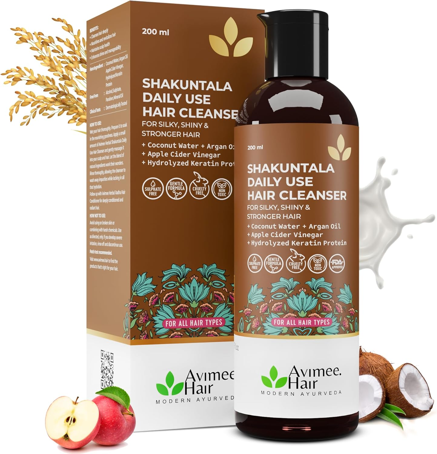 AVIMEE HERBAL Shakuntala Daily Use Hair Cleanser for Silky Hair for Unisex 200 Ml image number 1