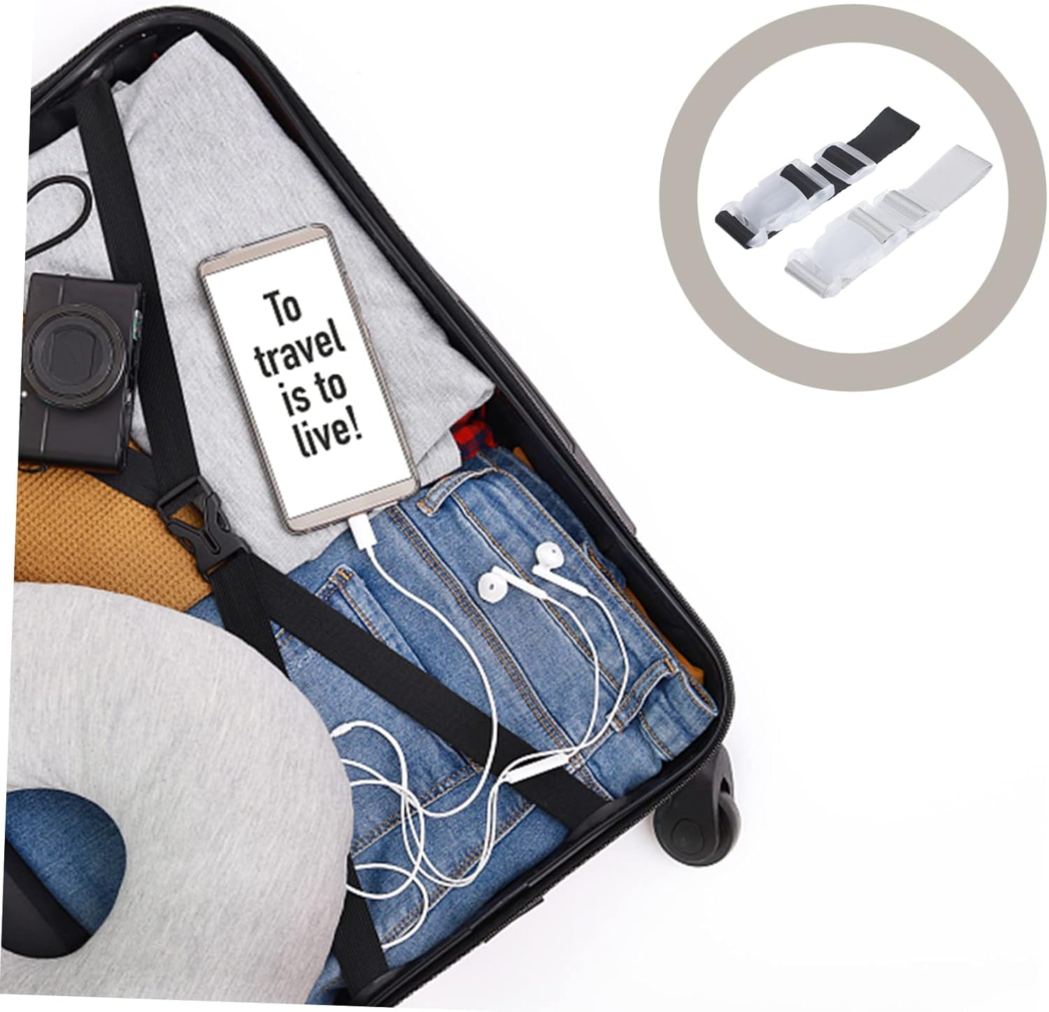 GAROZATION 4Pcs Luggage Straps Suitcase Buckle Straps Heavy Duty for Travel Hiking Camping image number 5