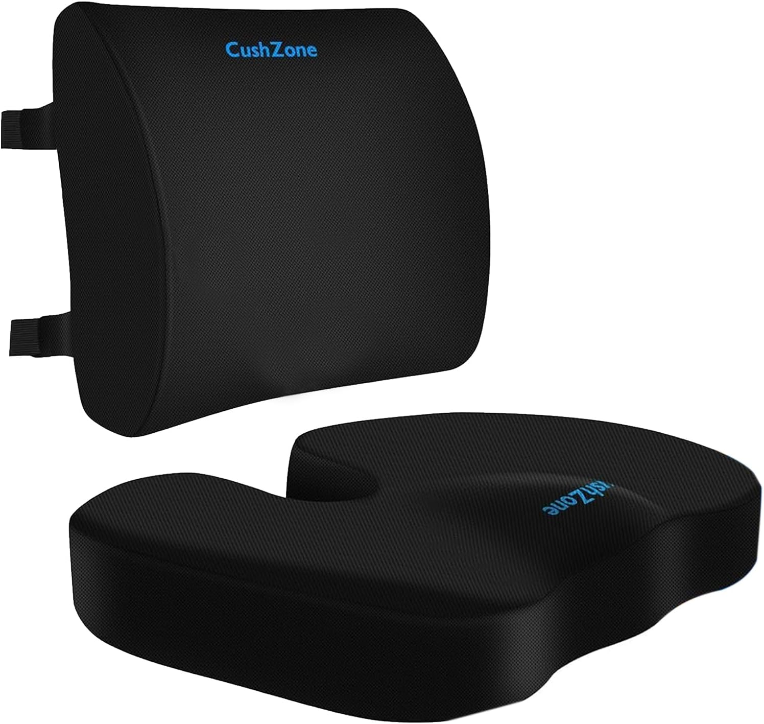 Seat Cushion, Lumbar Support Pillow with Adjustable Strap-Chair Cushions for Sciatica Pain Relief-With Washable Cover for Car, Travel and Wheelchair (Black) image number 2